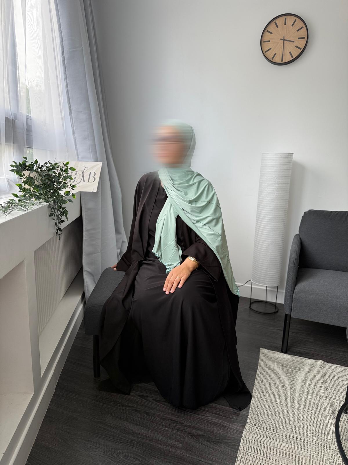 VOILE JERSEY PREMIUM FRISÉ À STRASS ASIYA - VERT D'EAU