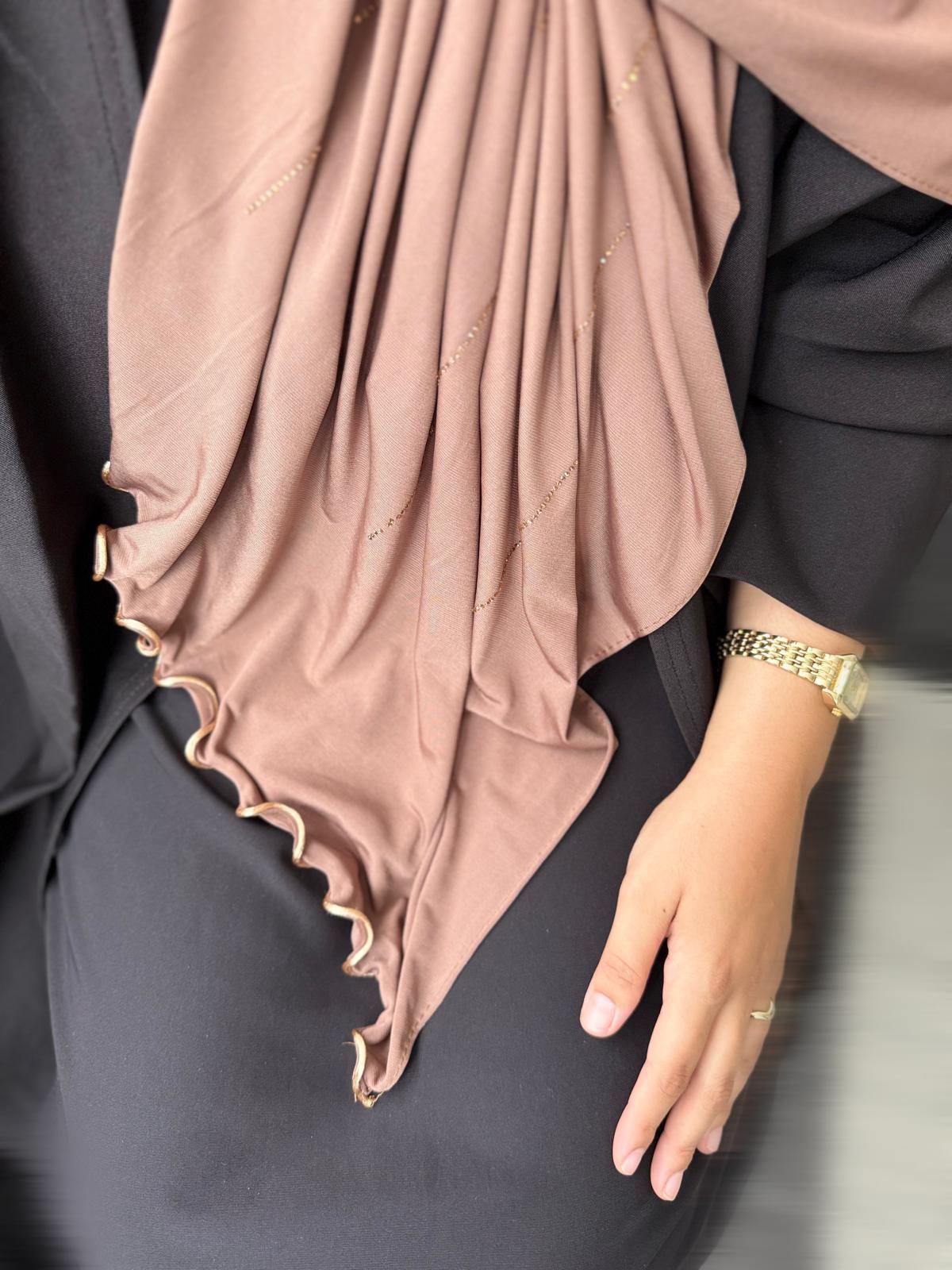 VOILE JERSEY PREMIUM FRISÉ À STRASS LAYLA - MARRON