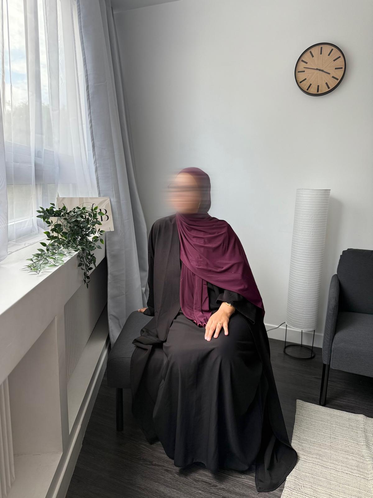 VOILE JERSEY PREMIUM FRISÉE À STRASS MONA - BORDEAUX