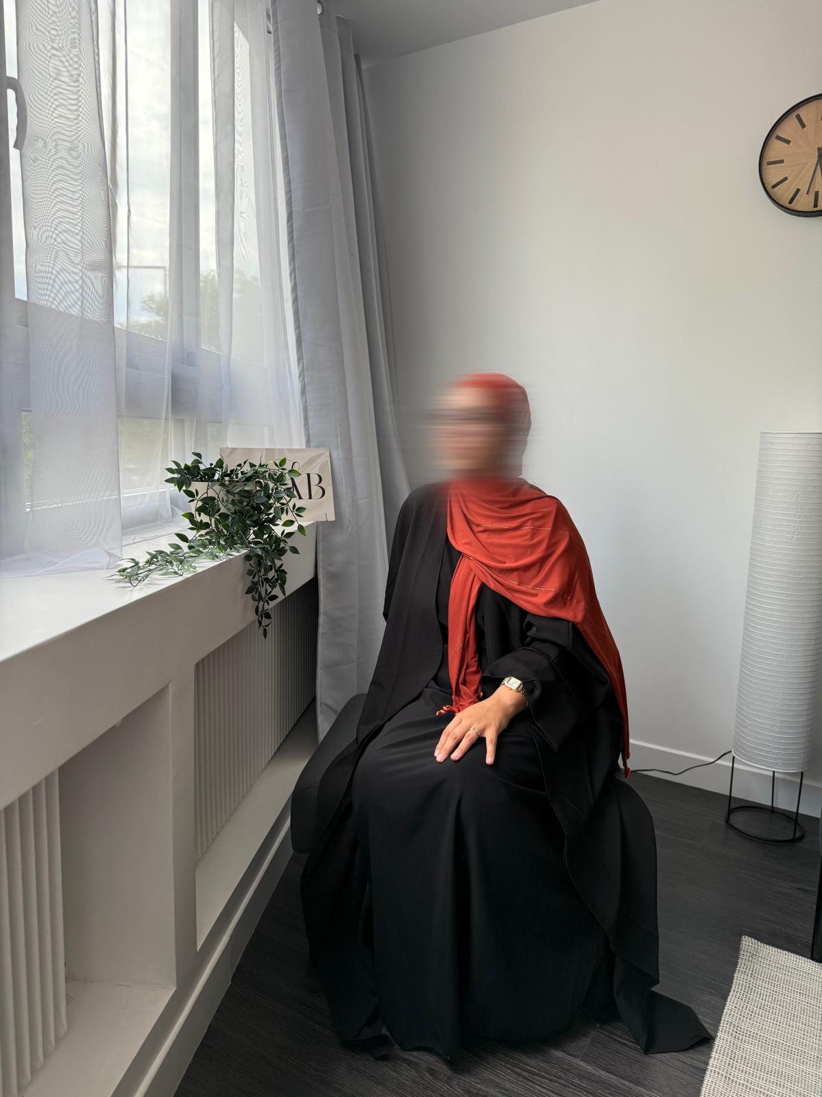 VOILE JERSEY PREMIUM FRISÉE À STRASS NAHID - ORANGE BRIQUE