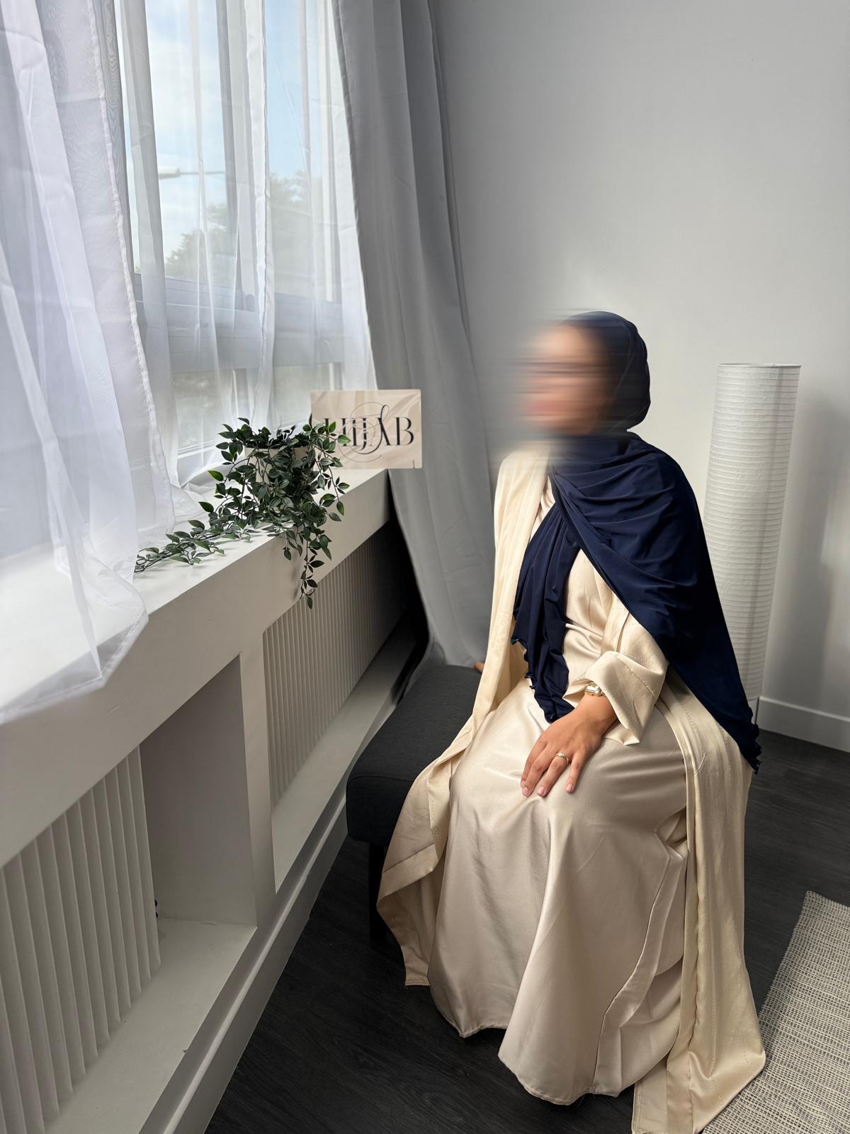 VOILE JERSEY PREMIUM FRISÉ SAKINA - BLEU FONCÉE