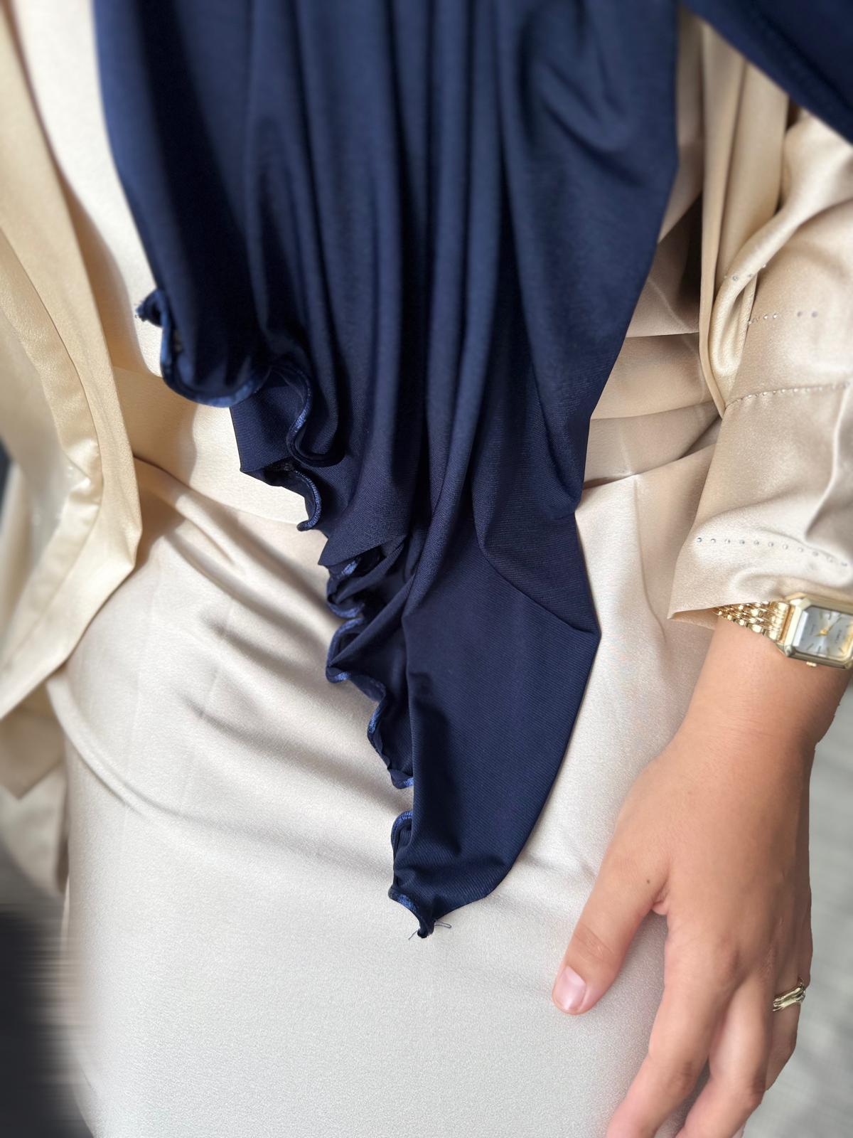 VOILE JERSEY PREMIUM FRISÉ SAKINA - BLEU FONCÉE