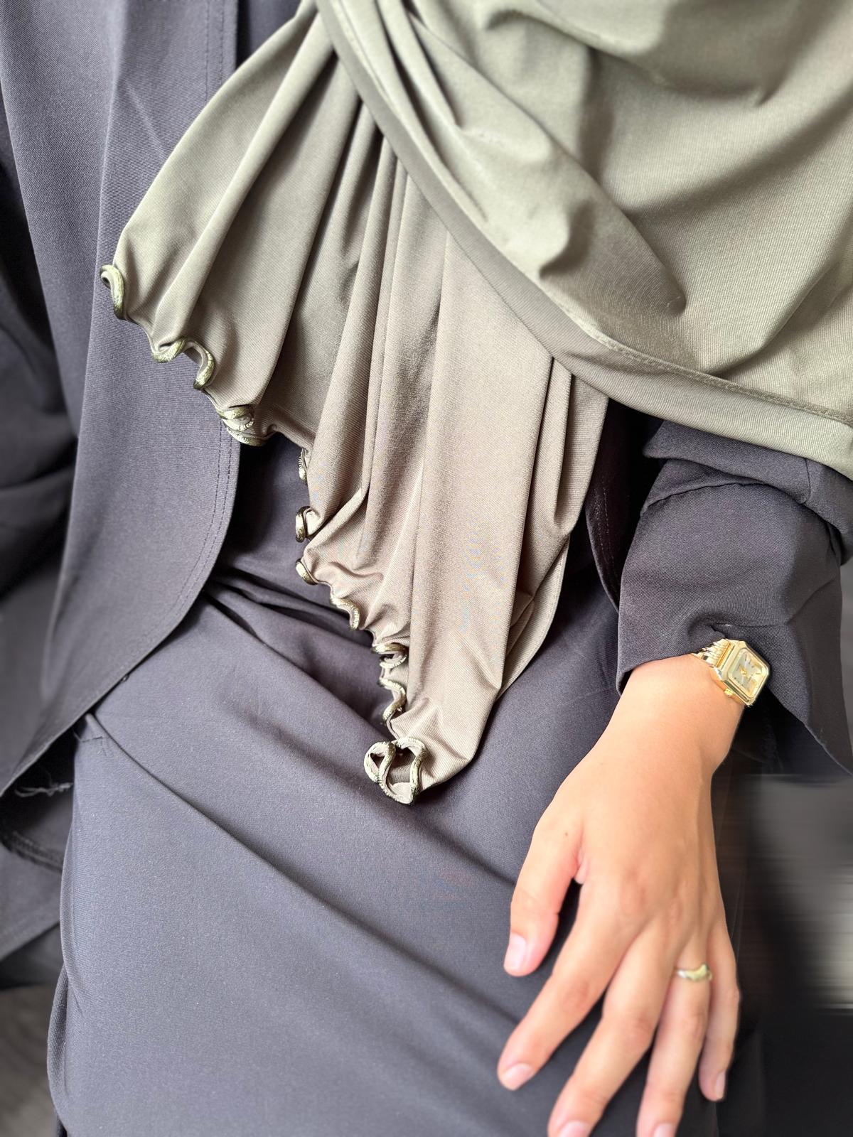 VOILE JERSEY PREMIUM FRISÉ LEÏNA - VERT KAKI